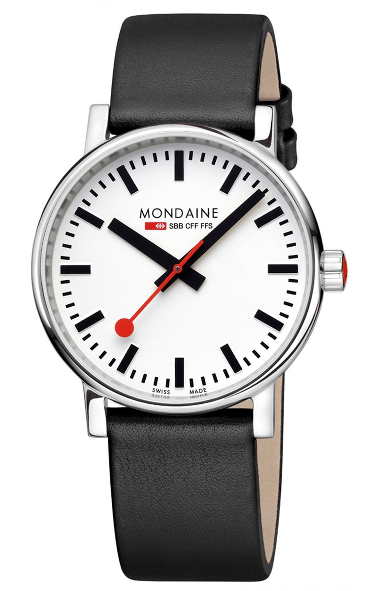 Mondaine MSE.40110.LBV Evo2 Horloge - Stationsklok - Saffierglas - Staal - Zilverkleurig-Zwart - 40 mm breed - Quartz - Gesp - 3 ATM (spatwater)