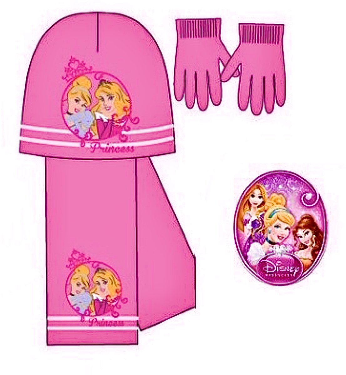 Disney Princess 3-Delige Set - Muts + Sjaal + Handschoenen - Roze - Maat 54 cm (±4-8 jaar)