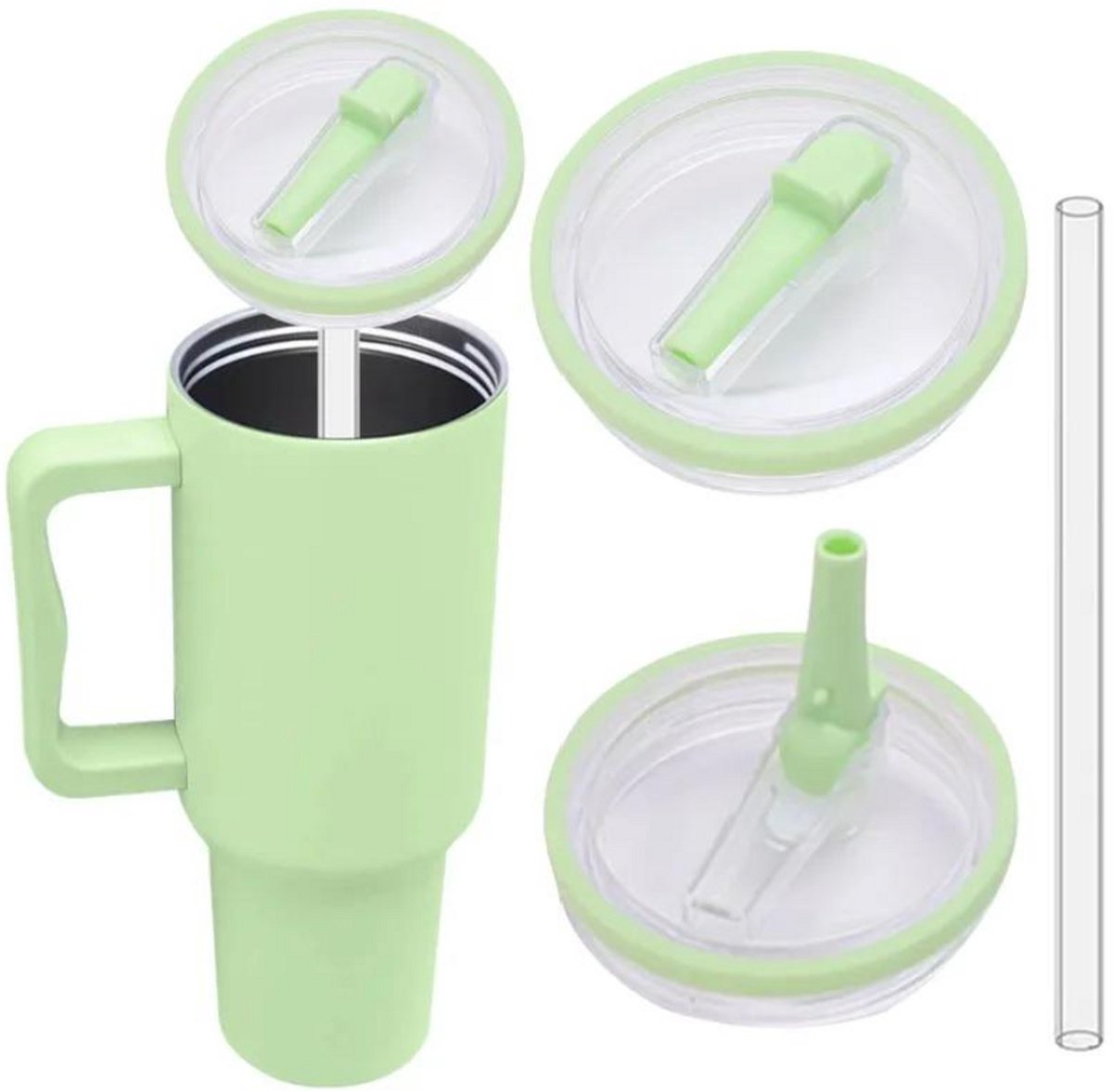 Vervangend Rietjesdeksel voor Stanley - type Quencher H2.0 FlowState Tumbler 1,18L – Lekvrij Flip-Straw Deksel – Herbruikbaar Accessoire Drinkbeker in Groen
