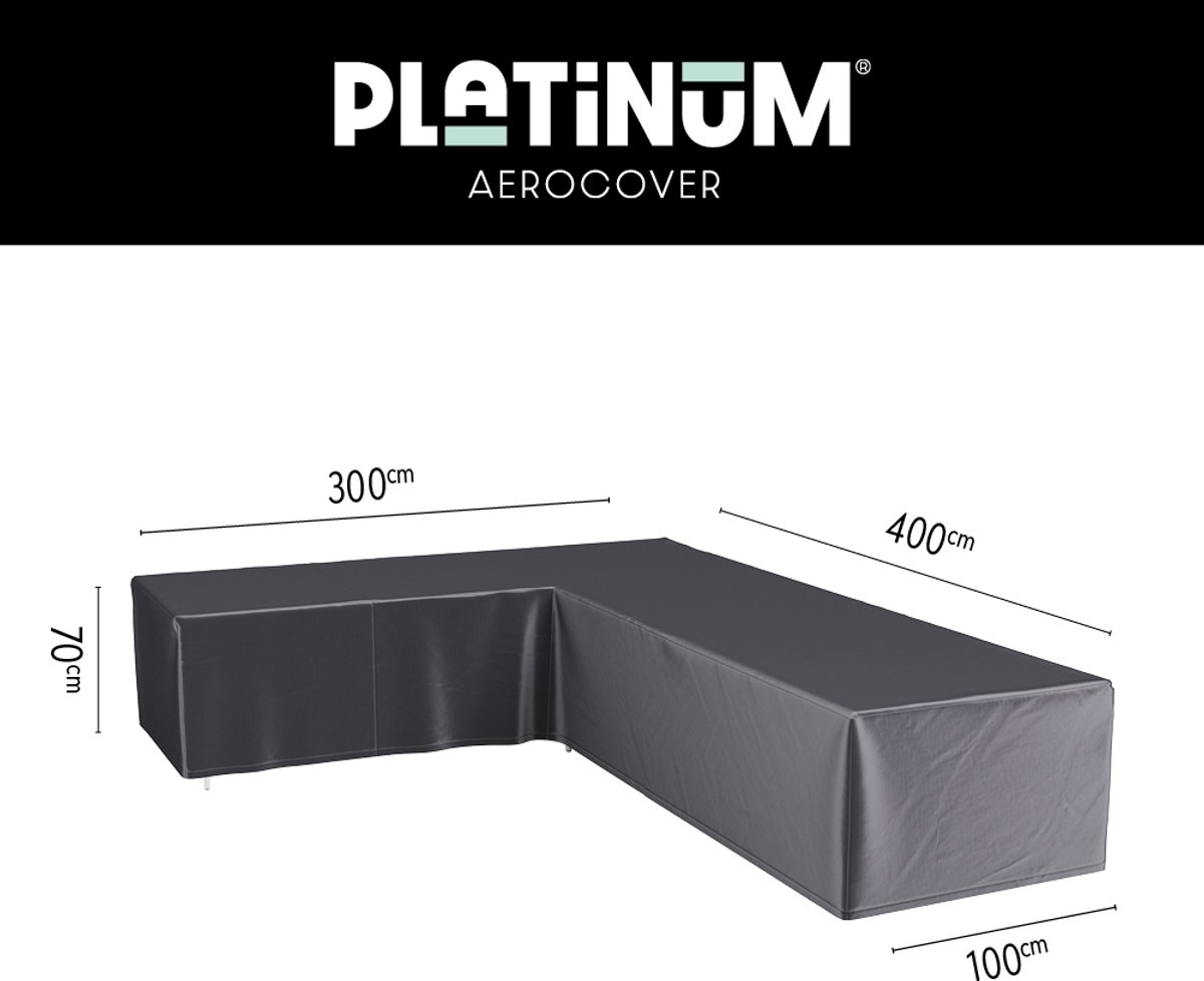 Platinum AeroCover - Loungebankhoes L-vorm - 400x300x100xH70 Links - Ademend - Waterproof - Hoge kleurechtheid Antraciet