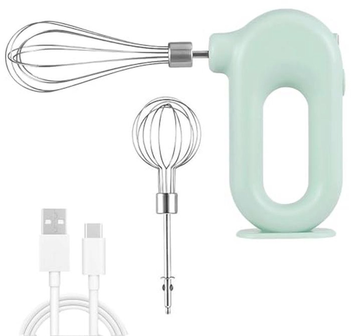 Draadloze Mini Handmixer met 4 Snelheden - Oplaadbare Elektrische Eiklopper