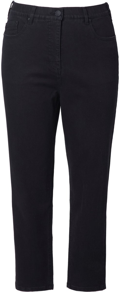Ulla Popken - Dames - Mom jeans 5-pocketbroek comfortabele tailleband - Zwart - Maat 62