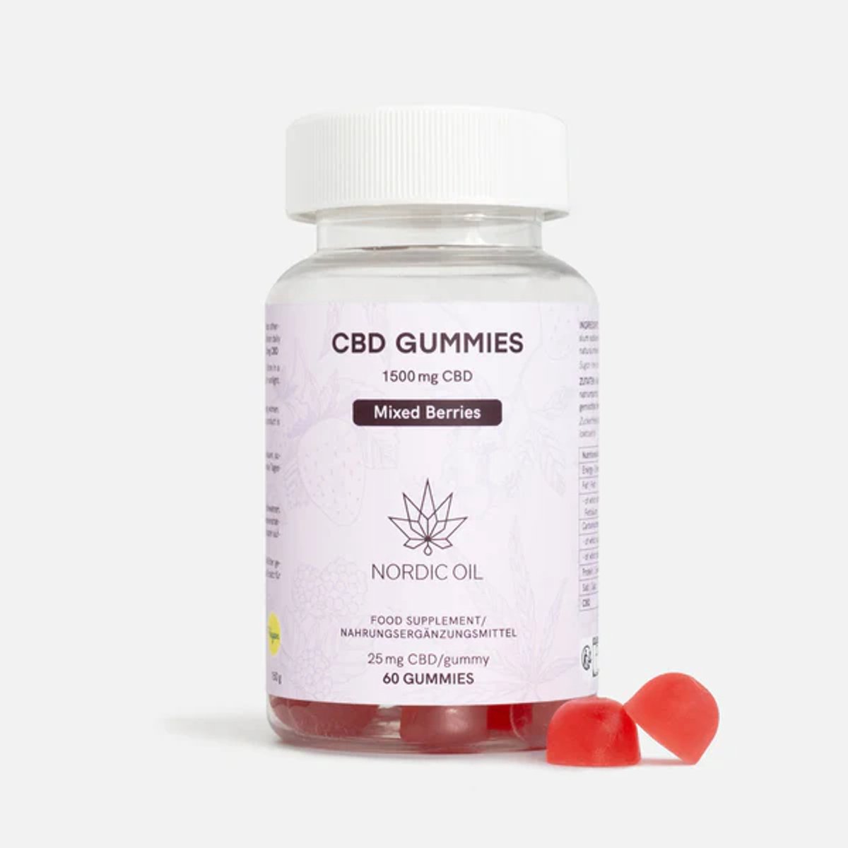 Nordic Oil© - CBD Gummies 1500mg - 60 Bessen Gummies - 25mg CBD per Gummy - 100% Vegan & Glutenvrij - Voor Onderweg - Krachtige CBD-Snack
