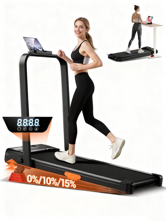 6 Loopband 6 in 1 8 km/h Inklapbaar Zwart - 6 - €139,99