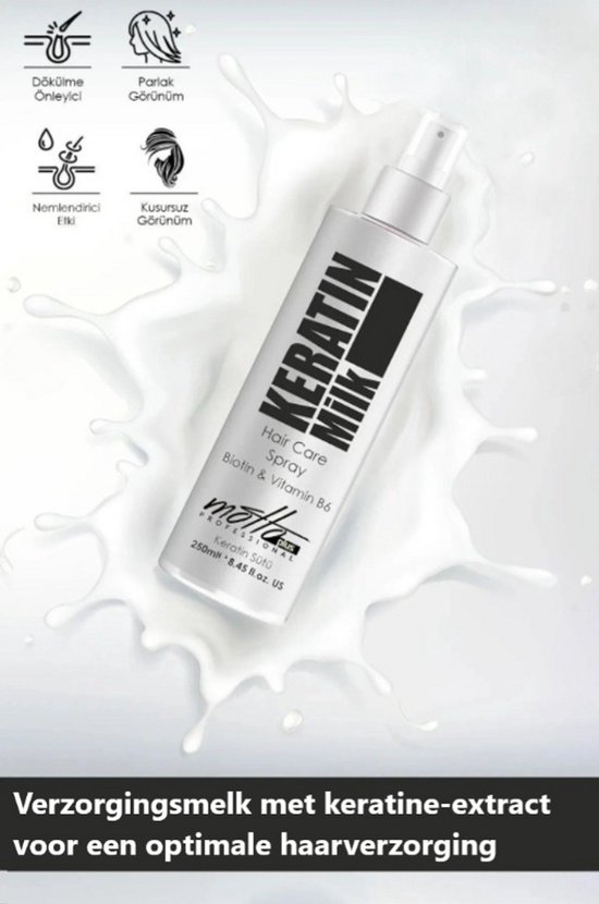 Motto Plus Professional Keratin Milk Care Spray 250 ml - Voedende Keratine Haarverzorgingsspray | Voor alle haartypes | Keratinerijke formule | Hydrateert en voedt het haar