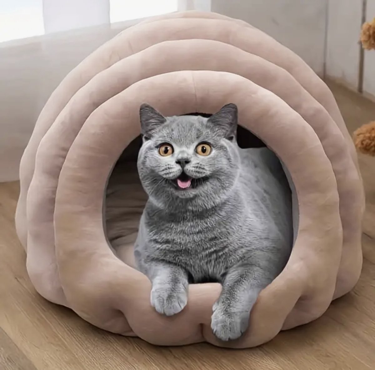 Kattengrot Huisje - Semi- Gesloten Kattenbed - Comfortabel en Duurzaam Kattennest - Voor Katten en Kleine Honden - Warm, Veilig en Zacht - Pet Cave - Roze