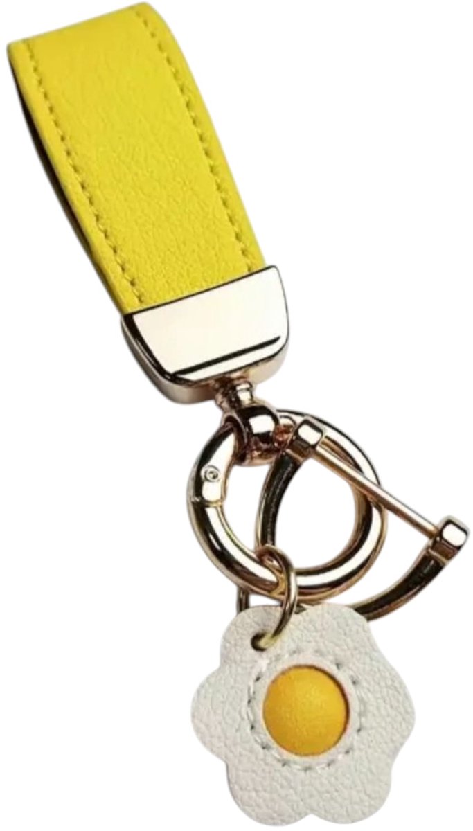 Minis Gifts Sleutelhanger met PU Leren Band en Madeliefje – Geel | Cadeau voor Kerst, Valentijnsdag, Verjaardag, Moederdag, Vaderdag, Bruiloft
