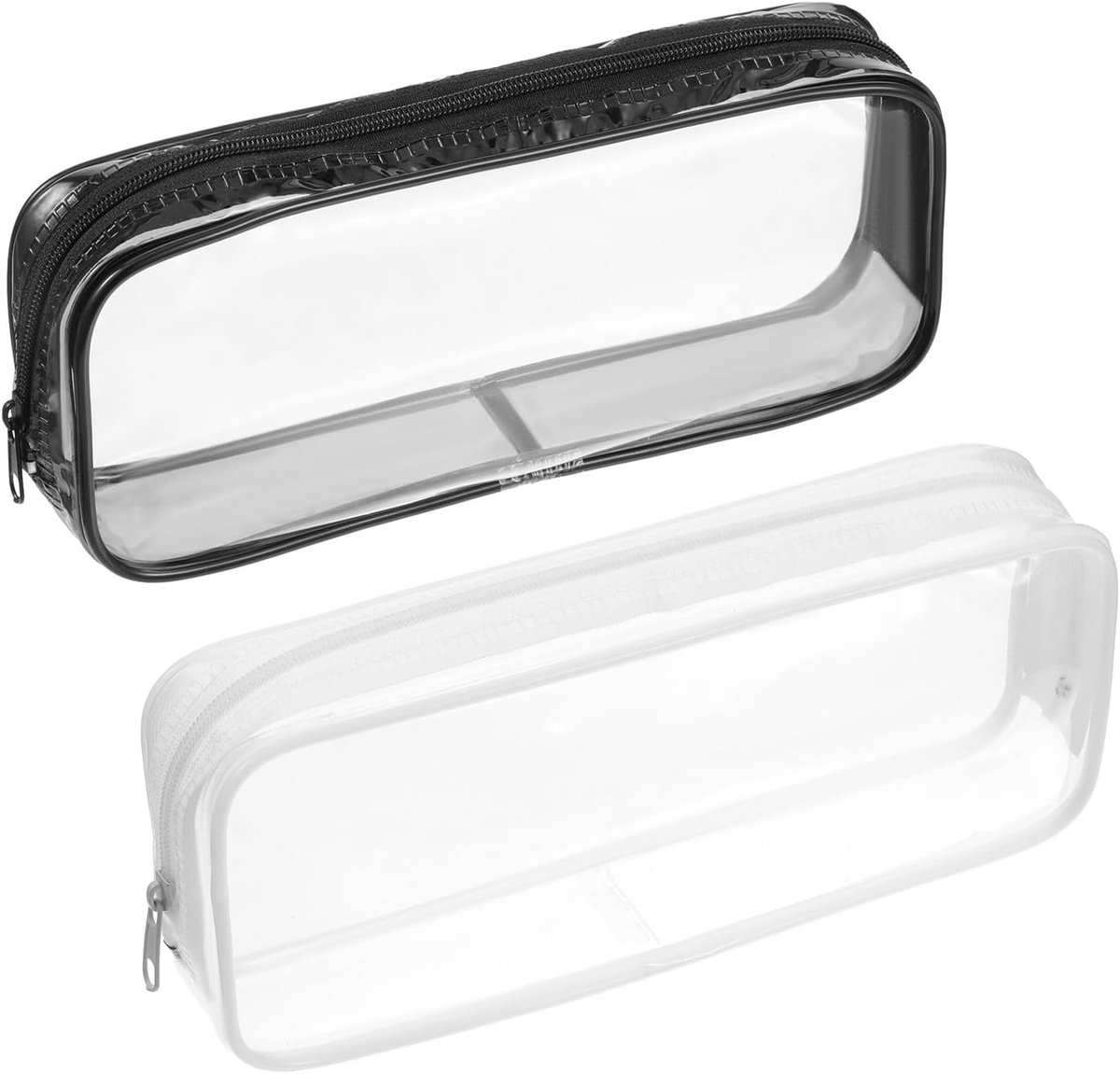 Pack van 2 Transparante Make-up Tassen - Waterdichte Make-up Kwast Cases voor Reizen - Toilettas (Zwart en Wit)