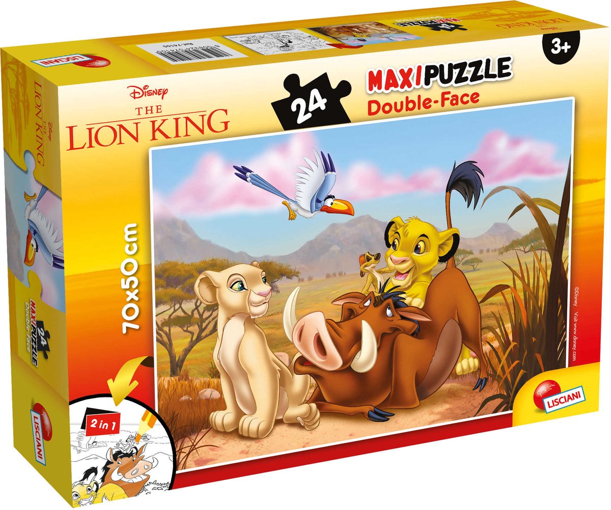 Lisciani - lion king - double face - puzzel maxifloor - 24 stukjes