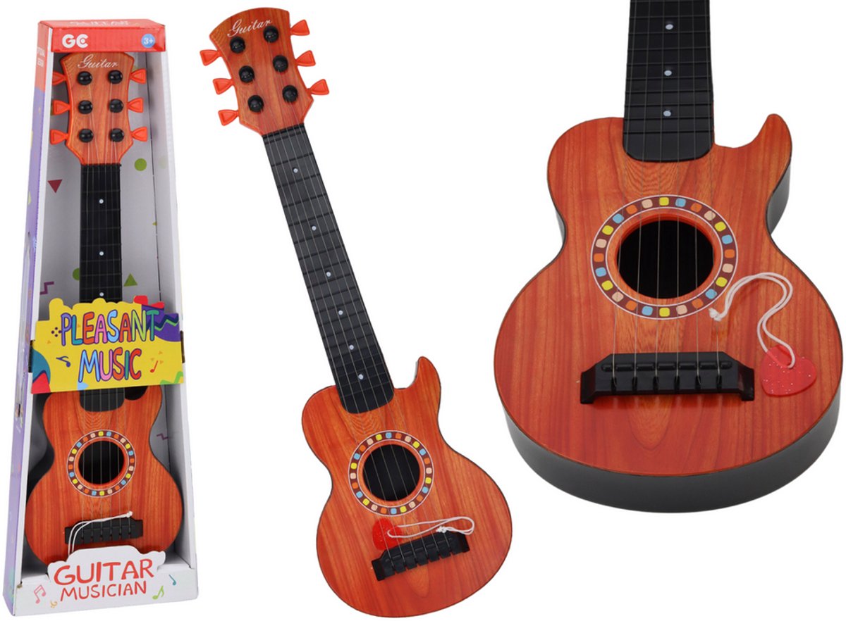 Playos® - Ukulele - Bruin - 47 x 14 x 4 cm - met Plectrum - Speelgoedinstrument - Speelgoed Ukelele - Kindergitaar - Kinder Gitaar - Sinterklaas