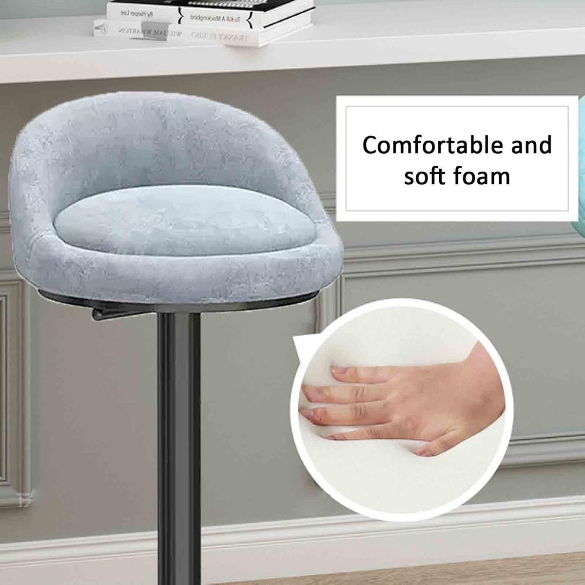 Set van 2 Design Barkrukken met Rugleuning - Draaibaar 360° In Hoogte Verstelbaar, - Medahomestore