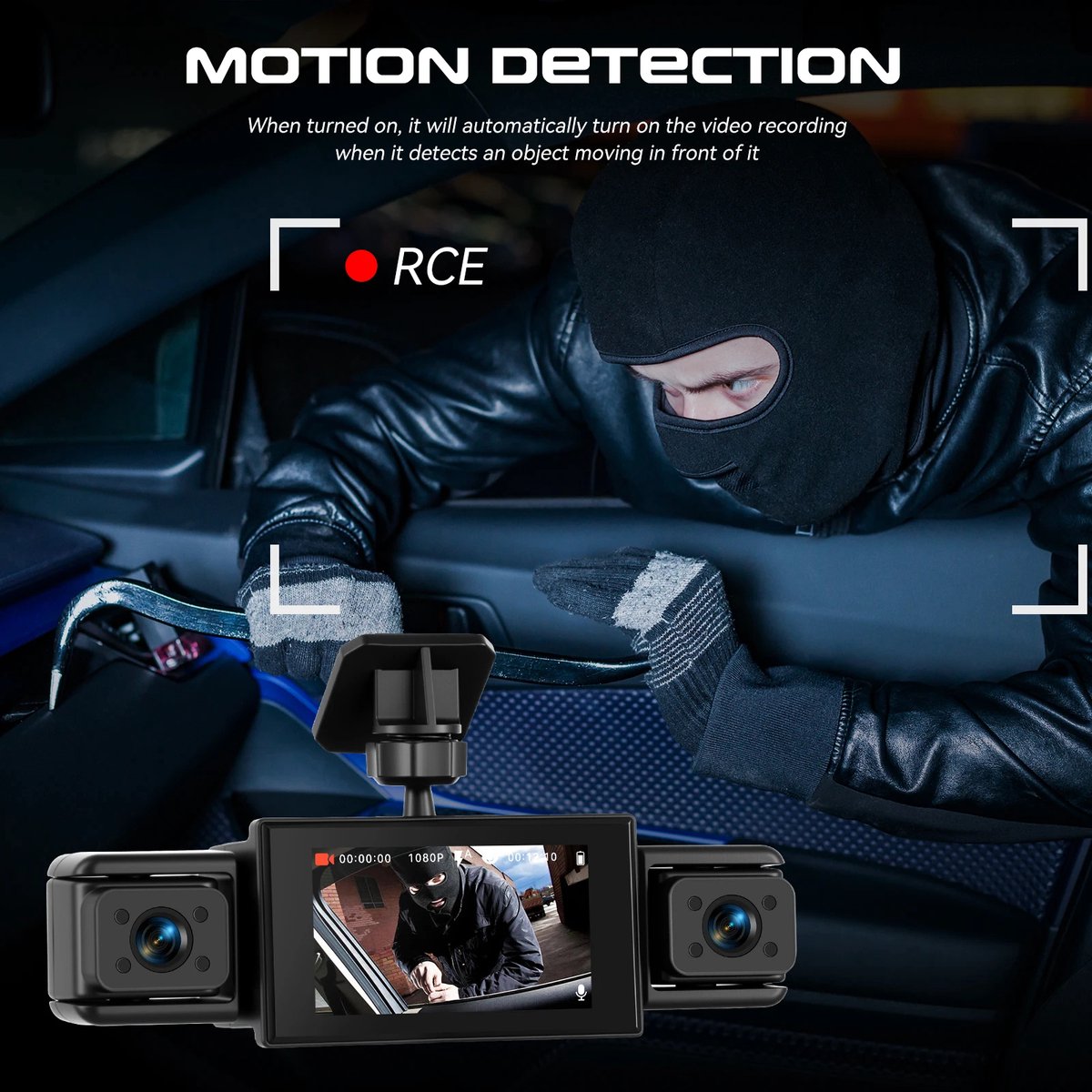 CYRO - Dashcam - Dashcam voor Auto - Dashcam voor auto Voor en Achter - Nachtzicht - Bewegingsdetectie - Parking Monitor - Zwart – foto 6