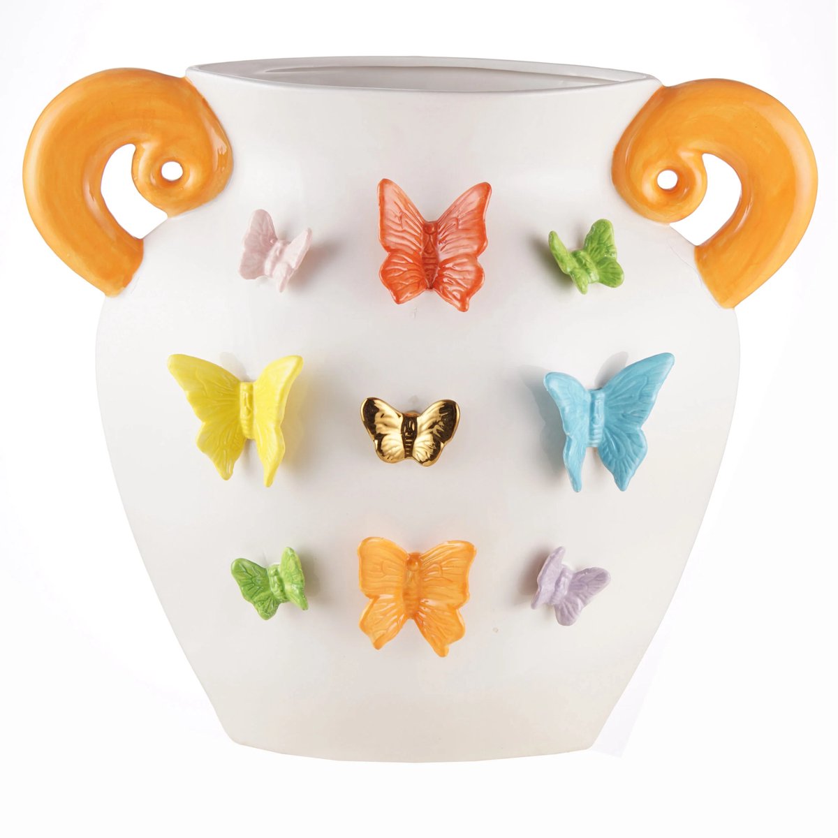 Platte vlinder vaas Papillons 41 cm multi color