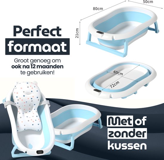 Maomi™ Opvouwbaar Babybad met Thermometer & Badkussen - 84CM - Peuterbadje - Babybadje- Babyspullen - Babybadje met standaard - baby bad - Kinderbadje - Babyspullen - Baby bad set van Maomi™ — afbeelding 5
