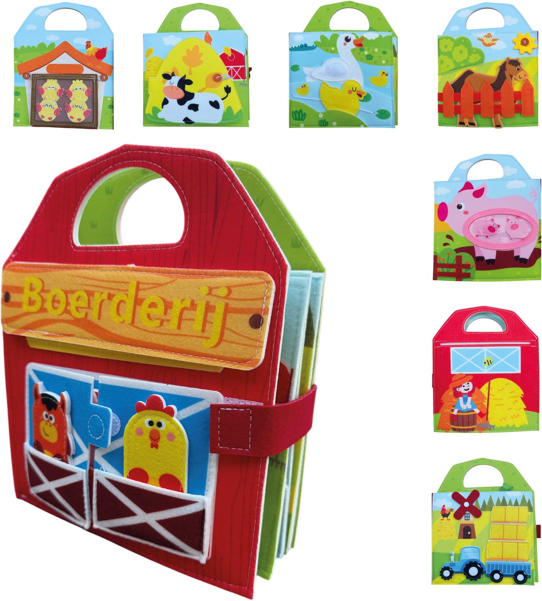 Femur – Boerderij – NL - Speelboek – Vilten – Dieren - Montessori – Sensomotorisch - Busy Board - Vilt - Lente
