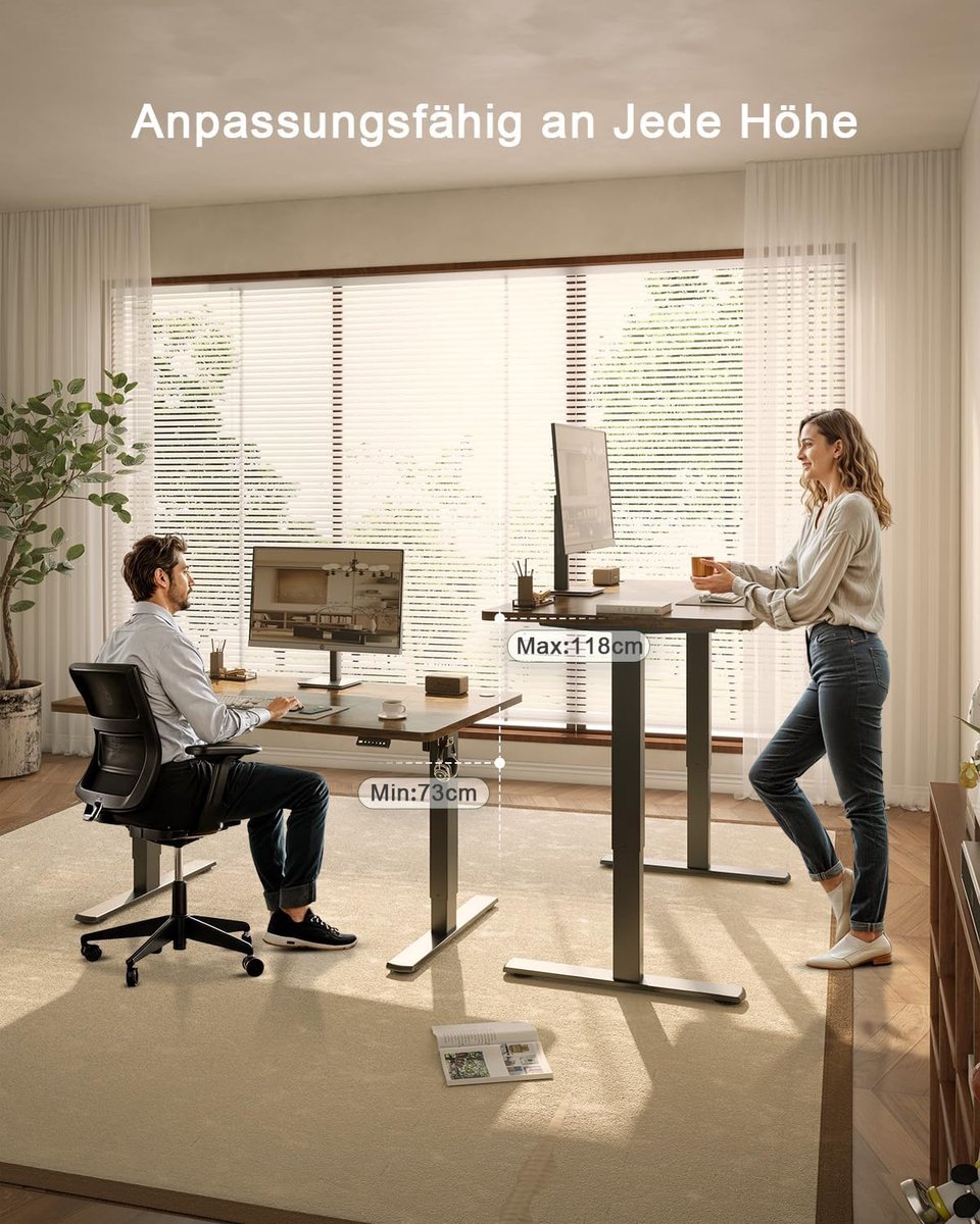 Electric Desk ProLift Ultra – Elektrisch In Hoogte Verstelbaar Bureau 200x80 cm met USB-oplaadpoort – Modern Sta-bureau voor Kantoor, Thuiswerken, Gaming en Studeren – Bruin