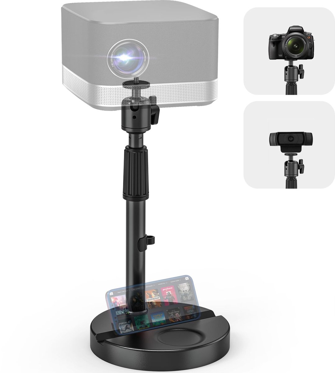 Unyqoos® Verstelbare projectortafelhouder met 360 graden rotatie en antislip basis