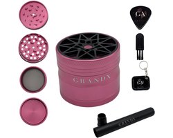 Grand X - Grinder - King - 4 Lagen - Metaal - Roze - Volledige Grind Set - Kruidenmaler - Crusher