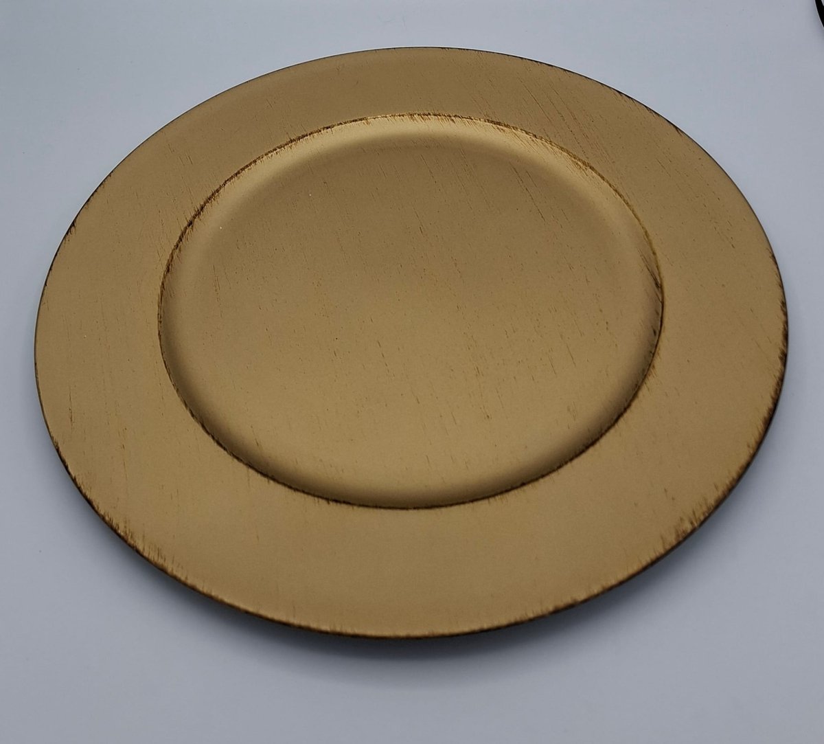 Onderbord /kaarsenbord goudkleurig kunststofbord diameter 33cm