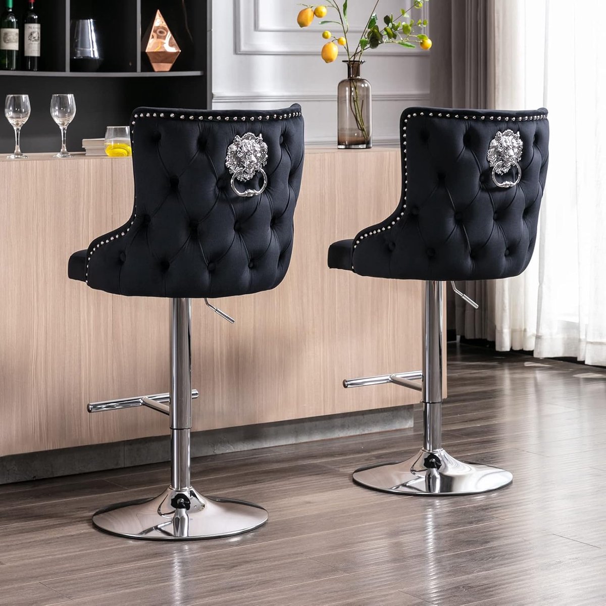 Set van 2 Design Barkrukken met Rugleuning - 2 – In hoogte verstelbaar - Medahomestore