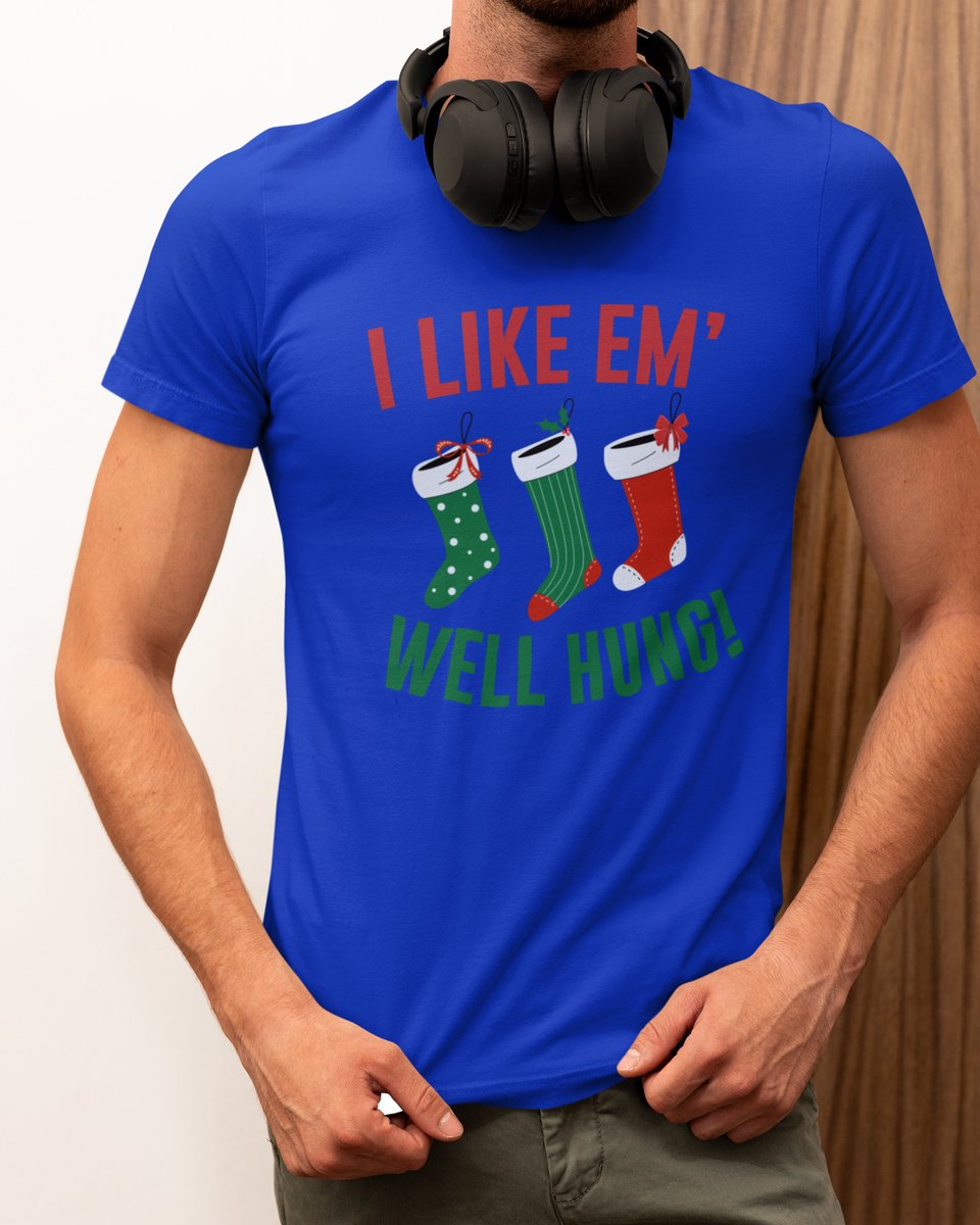 Well Hung Kerst - Kerst T-shirt Blauw - Grappig T-shirt - Maat M - Kerst Cadeau Mannen - Limited Edition