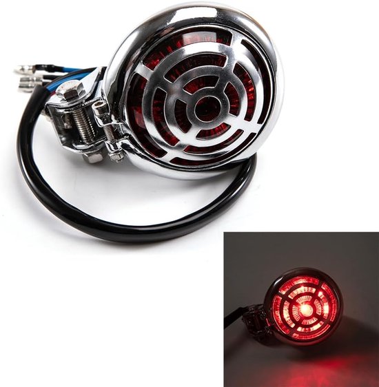 Feu Arrière Moto Universel 12V – Feu Stop + Plaque + Clignotant LED Multifonction Rouge/Ambre