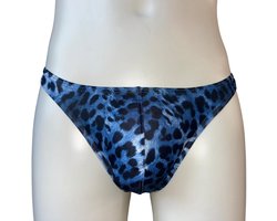 LekkerStout Heren Luipaard String - Blauw/Zwart - Sexy Herenondergoed | M | ( LS189 )