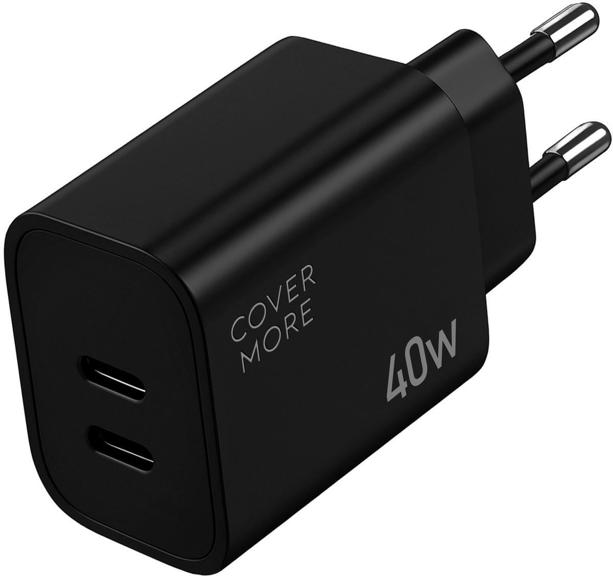 40w snellader met 2 usb C poorten - Gan charger - Oplader - Power adapter met dubbele usb C poorten - Oplaadstekker - Snel oplader voor smartphone, tablet, laptop - Universeel - Zwart