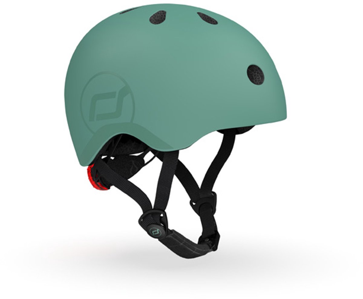 Scoot & Ride Helmet – Kinderhelm – S 51-55 cm – LED achterlicht – magnetische sluiting – verstelbaar – Forest