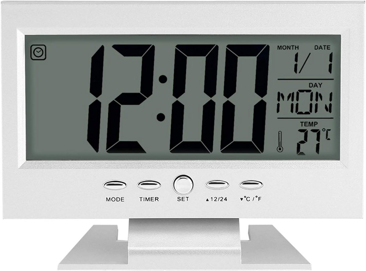 Digitale Tafelklok met LCD-display voor Slaapkamer - Kalender en Temperatuurweergave