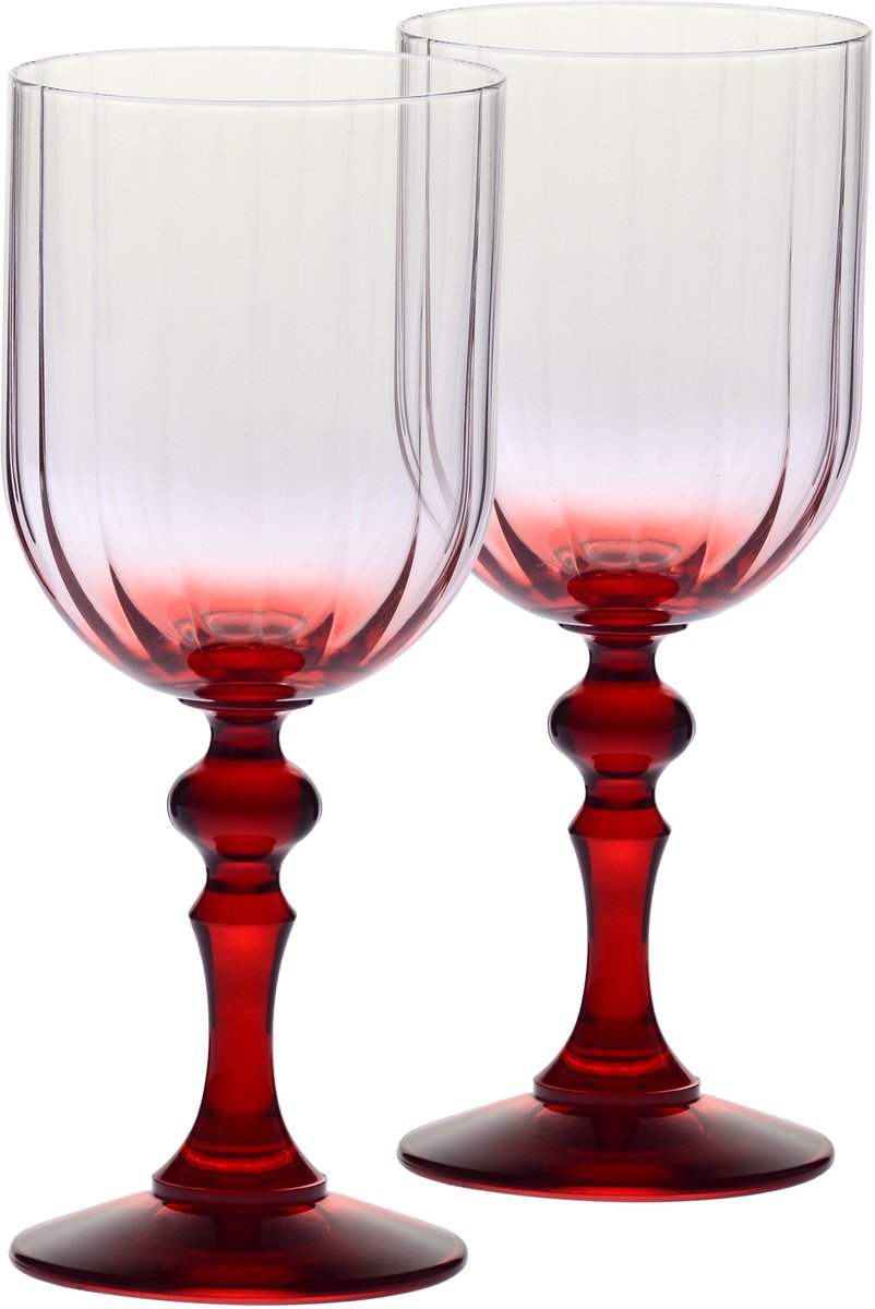 Krosno Wijnglazen met kleurverloop voor rode en witte wijn, mocktails, water met gekleurde steel - 300 ml set 2 stuks – loodvrij kristalglas – met de hand beschilderd – collectie Celebration Moments