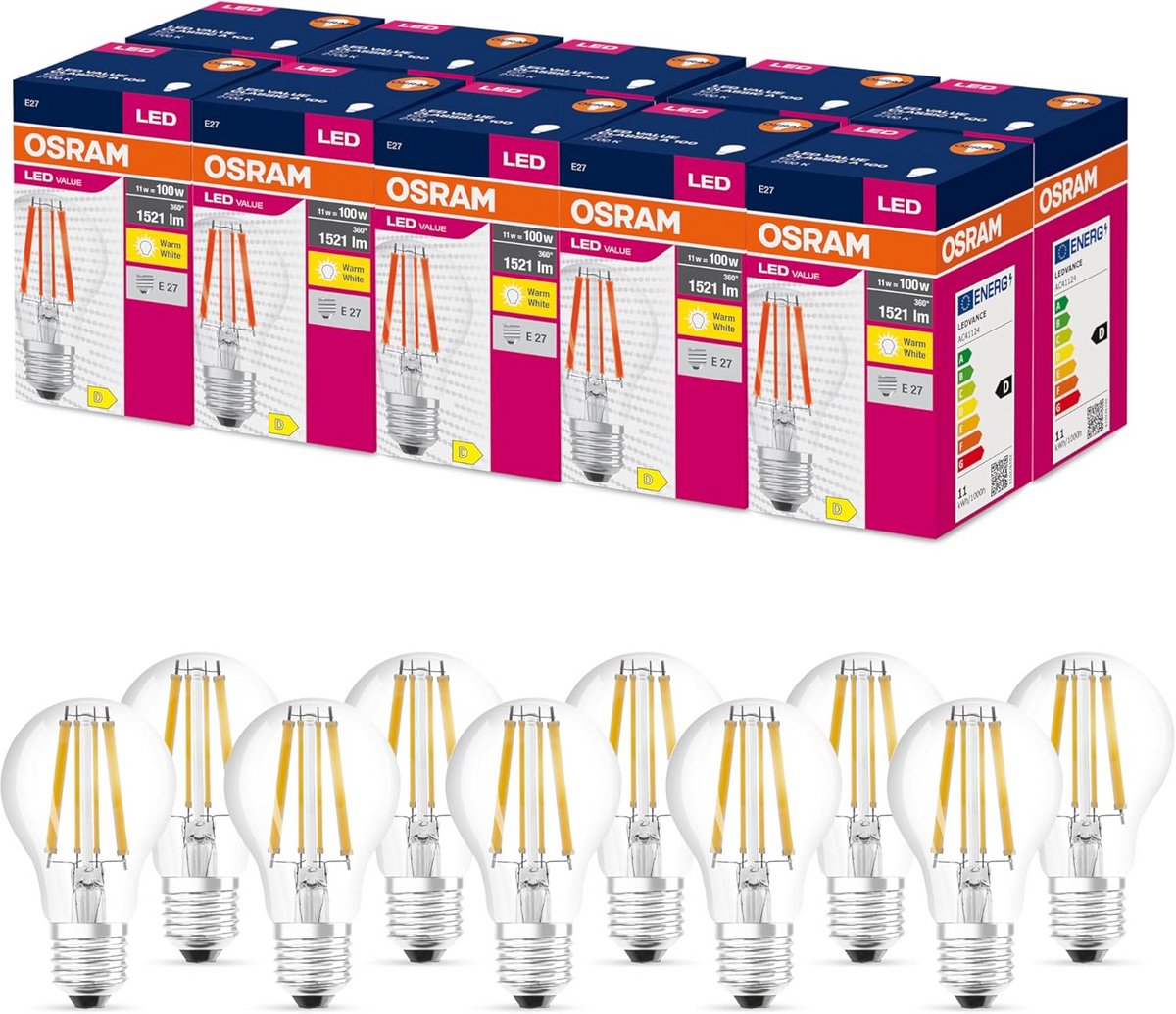 LED Lamp E27 Klassiek 100W Vervanger Filament 1521 Lumen Warm Wit 10 Stuks