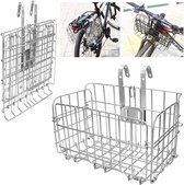 KZQ Opvouwbare en afneembare fietsmand voor op het stuur - gemaakt van metalen gaas - snel te monteren - geschikt voor boodschappen doen, woon-werkverkeer en fietstochten in de stad.