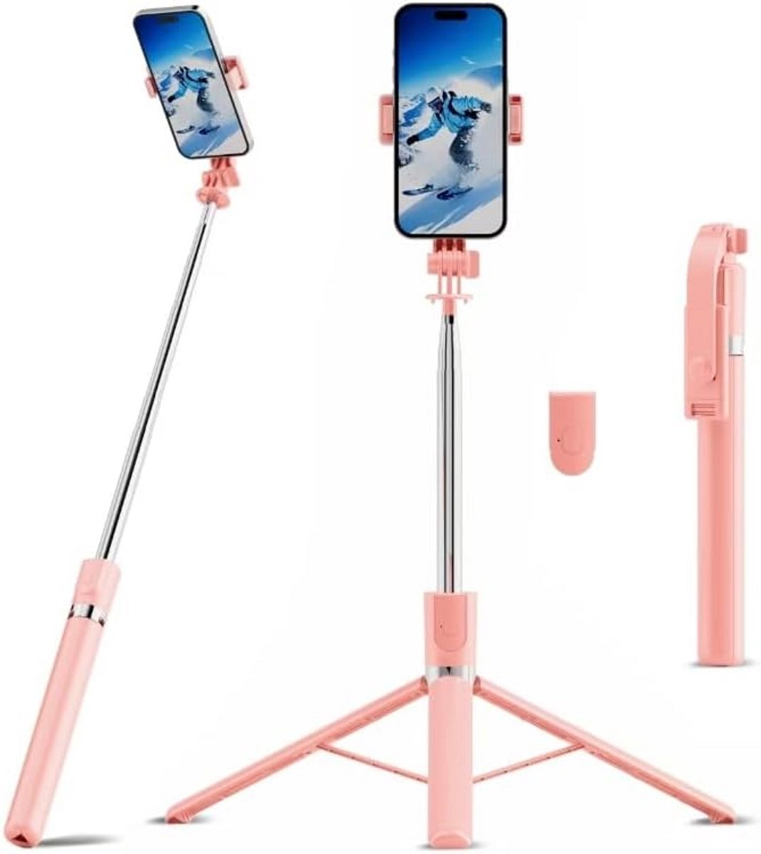3-in-1 Selfie Stick Statief met Draadloze Afstandsbediening voor Mobiel