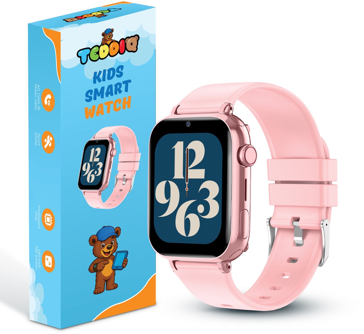 TeddiQ 4G Smartwatch - GPS Kinder Smartwatch - Kinderhorloge - Roze - Smartwatch Kind - SOS knop - Smartwatch Kinderen