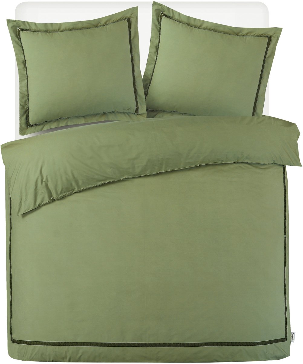 Kayori Yamato Dekbedovertrek Katoenperkal - 240x200-220 + 2 slopen - Lits-jumeaux - Egyptisch Perkal 300TC - Groen