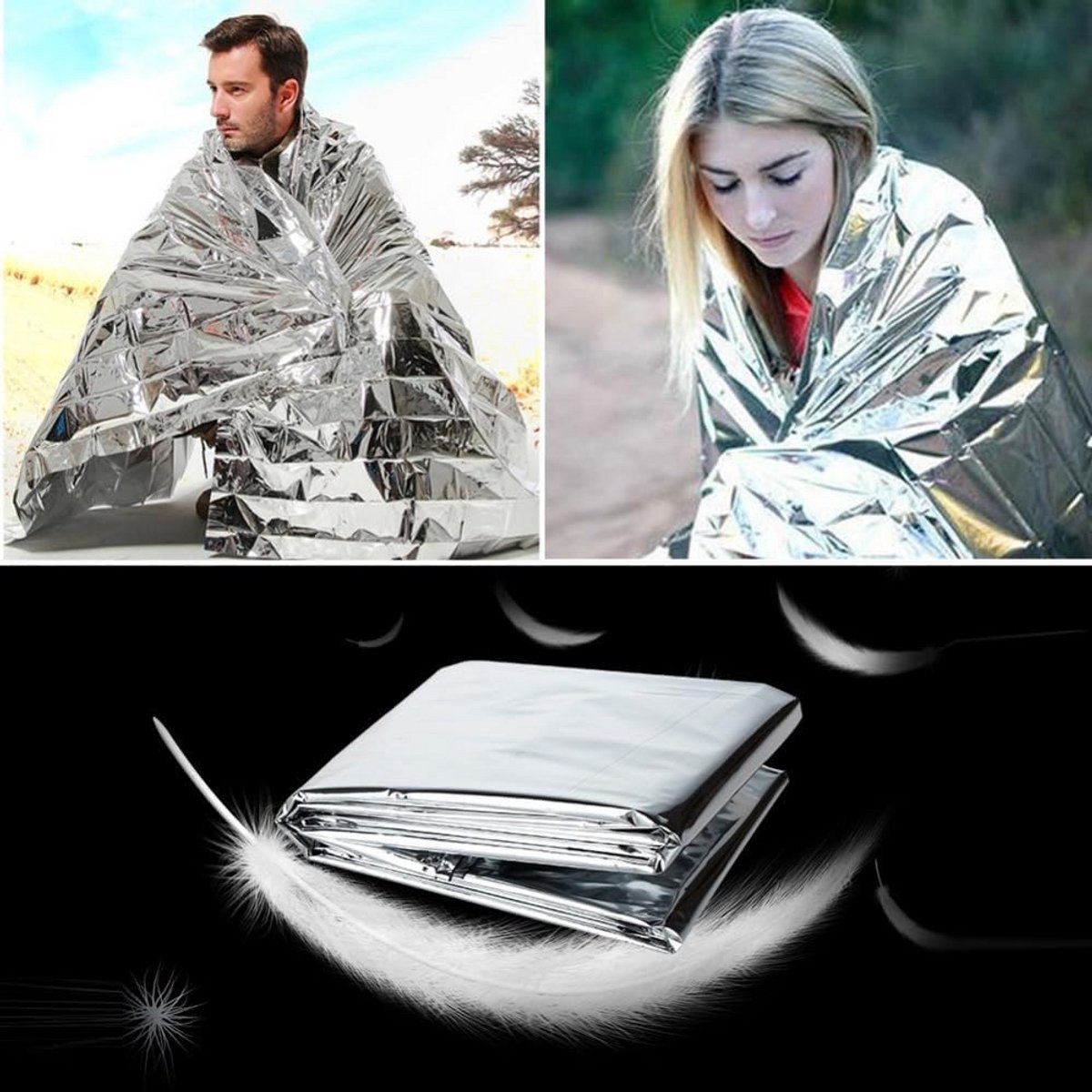 8-Pack Nood Mylar Deken Set - Reflecterend Thermisch Folie voor Outdoor en Eerste Hulp