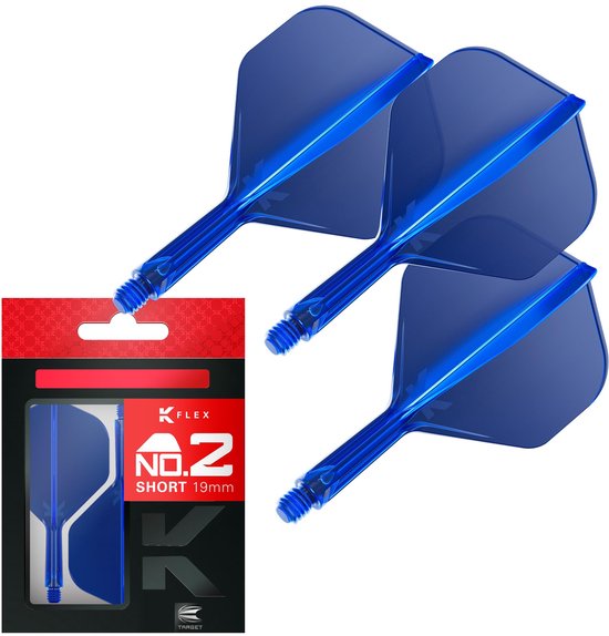 Target K-Flex Blue NO2 - Dart Flights - Short van Target — afbeelding 2
