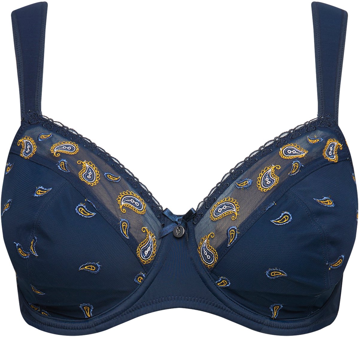 Ulla Popken Dames - Beugelbeha paisley-patroon - Nachtblauw