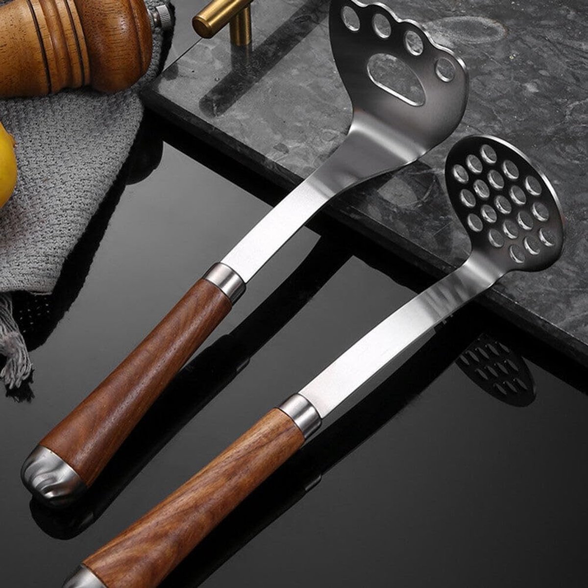 2 stuks Handmatige Aardappelstamper Aardappelpers Herbruikbaar Groentestamperontwerp