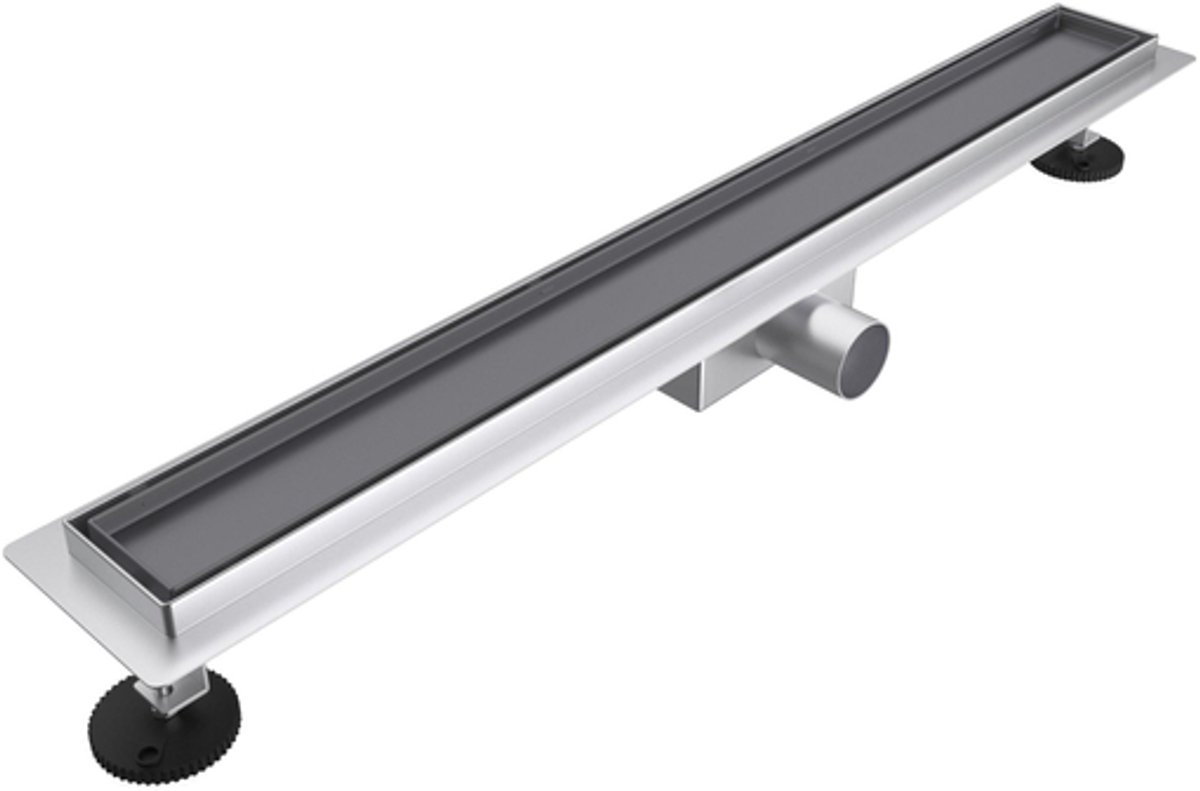 FugaFlow Eccelente Anta douchegoot - 100cm - met tegelrooster - met vloerflens - Geborsteld Gunmetal PVD