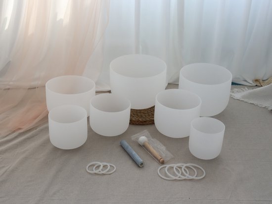 Soluna® Kristallen Klankschalen Set - 7-delig - 432 Hz Chakra Set - Premium Crystal Singing Bowls voor Meditatie, Yoga & Sound Healing 6-12 inch — afbeelding 5