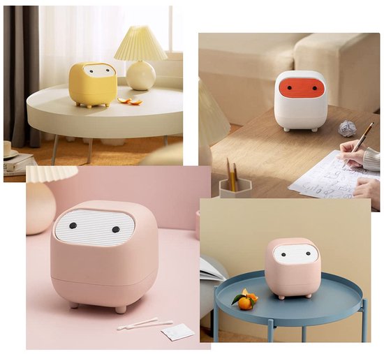 Mini Prullenbak Met Deksel En Drukknop, Een Ruimtebesparende Prullenbak Voor Op Het Bureau Die Geurtjes Effectief Tegengaat En Gemakkelijk Schoon Te Maken Is