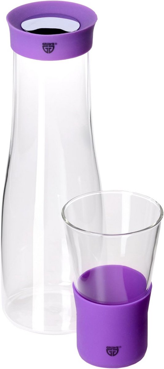 Glazen Karaffenset met Drinkglas en Siliconen Schenktuit