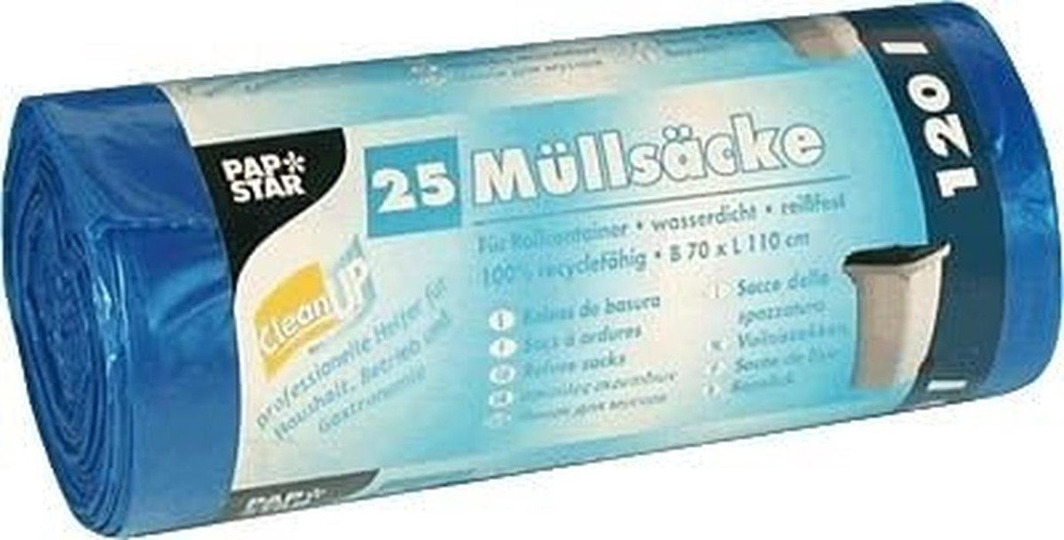 Extra Sterke Vuilniszakken 120 Liter Blauw - 25 Stuks HDPE Afvalzakken