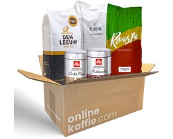 Proefpakket Koffiebonen - Kerst Koffieproeverij - 5 Smaken - Illy Costa Rica & Illy Guatamala - Den Leeuw Koffie - Il Leone Espresso - Roasta Coffee - Koffiecadeau - Kerstpakket - Giftbox - Kerstcadeau - Verse koffiebonen