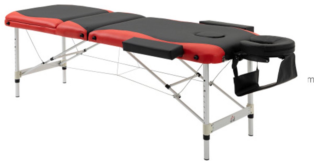 Massagetafel, opvouwbare massagetafel, opvouwbed, verstelbare hoogte, met hoofdsteun, geschikt voor schoonheidssalons, 215 x 60 x 61-84 cm, zwart, aluminium