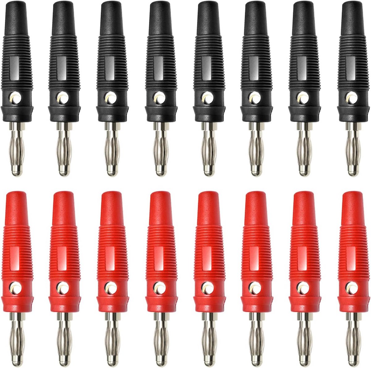 16x 4mm Banaanstekkers Schroefbaar - 20A Luidsprekerstekker & Elektrische Test Adapters - Rood/Zwart