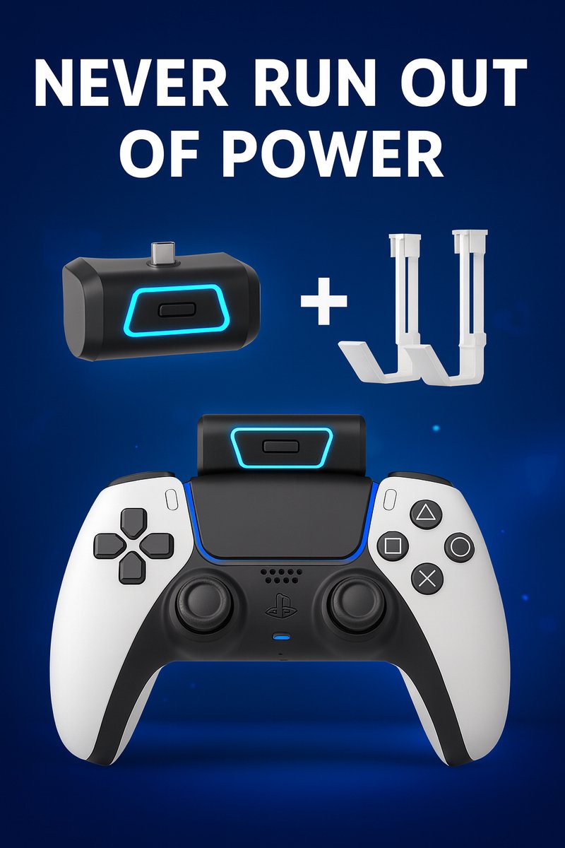 PS5 Controller Powerbank 2000mAh – draadloze oplader - Voor DualSense & DualSense Edge – Met 2 Ophanghaken voor controller en headset – foto 6