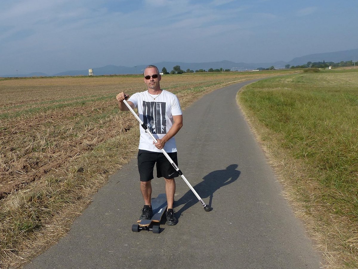 Verstelbare 3-delige Landpaddelstick met Reserve Rubberen Voet voor Longboarden